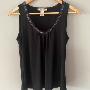 White House Black Market Sleeveless beaded V neck blouse MSRP$78